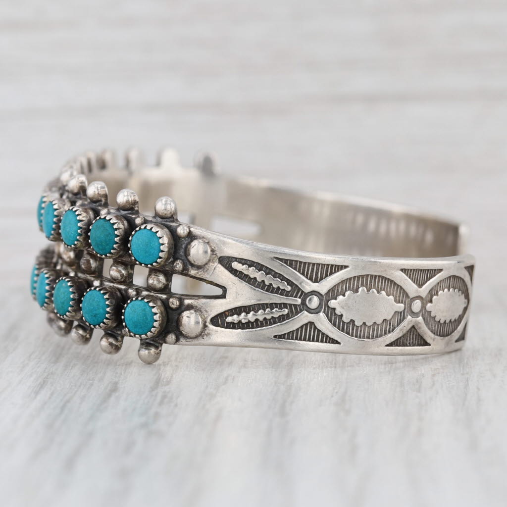 Vintage Imitation Turquoise Cuff Bracelet Sterling Silver Native American