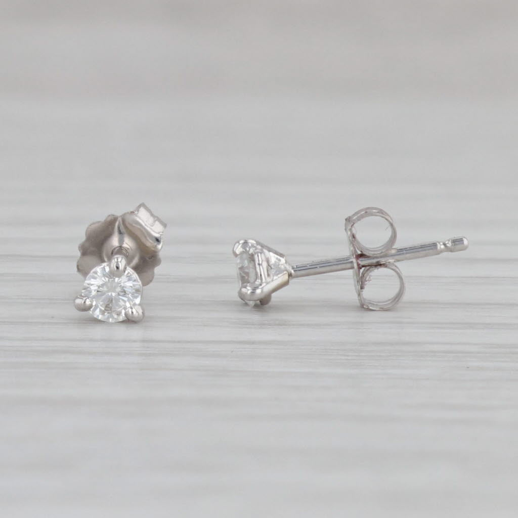 Gray New 0.19ctw Diamond Stud Earrings 14k White Gold VS2 Round Solitaires