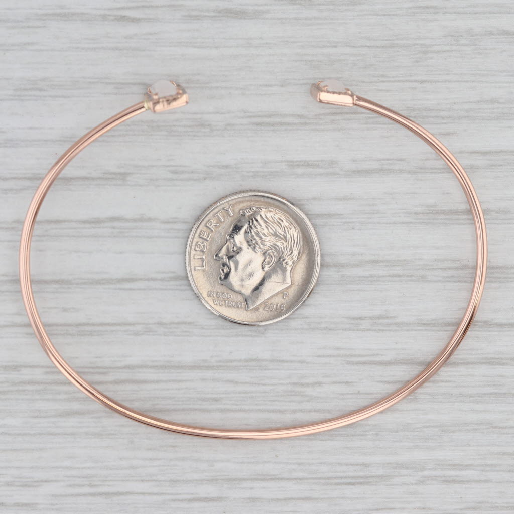Gray New Moonstone Diamond Halo Cuff Bracelet 14k Rose Gold 6.75" Adjustable