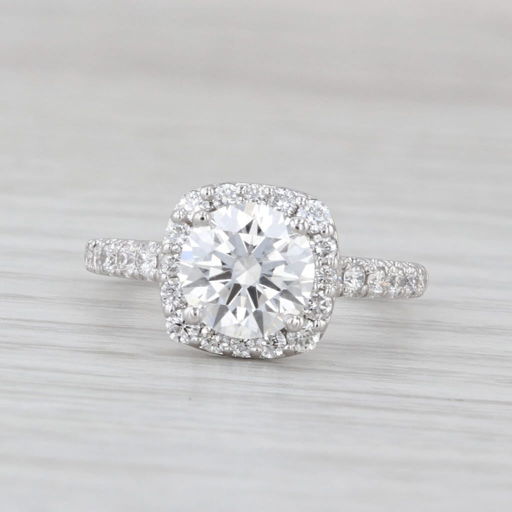 2.04ctw Lab Grown Diamond Halo Engagement Ring 14k White Gold IGI Gabriel & Co