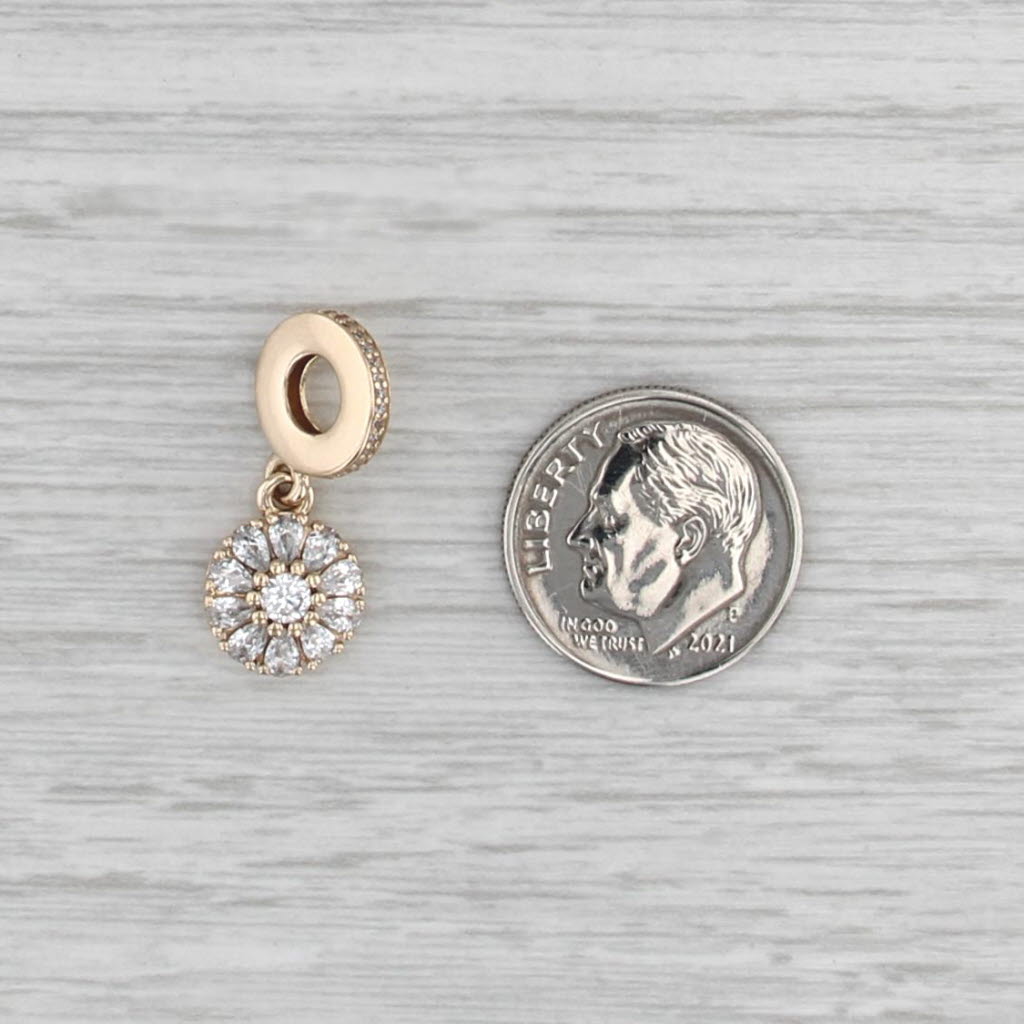 Authentic Pandora Embelished Floral Dangle 751002CZ 14k Gold Clear CZ Drop