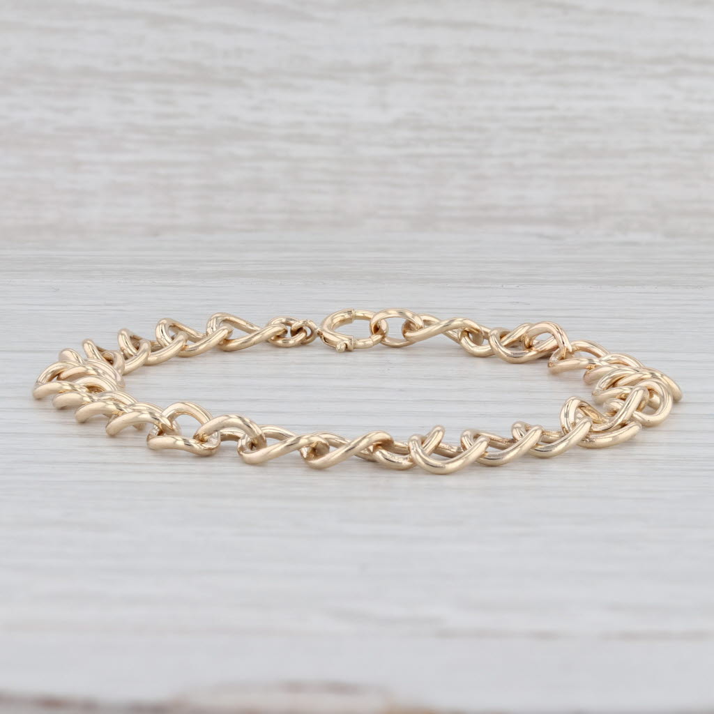 Light Gray Curb Chain Bracelet 14k Yellow Gold 7.75" 5.8mm