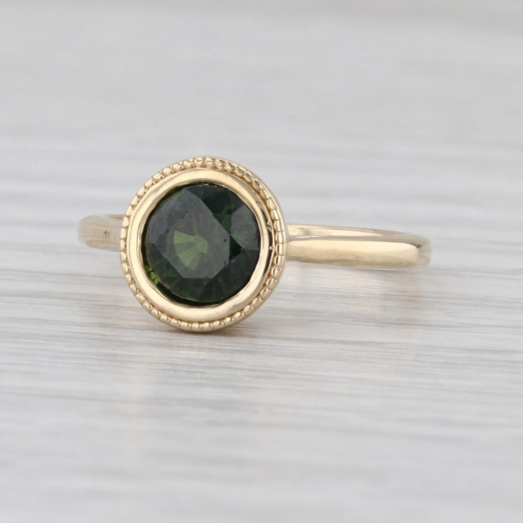 1.35ct Round Green Sapphire Solitaire Ring 14k Yellow Gold Size 4.25