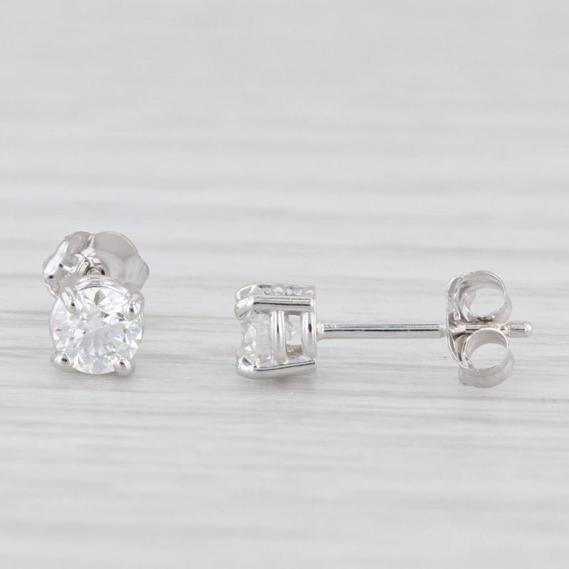 New 0.40ctw Diamond Stud Earrings 14k White Gold Round Solitaire Studs
