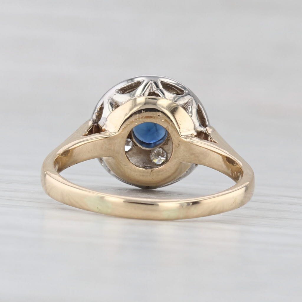 0.45ctw Round Blue Sapphire Diamond Halo Ring 14k Yellow Gold Size 8 Engagement