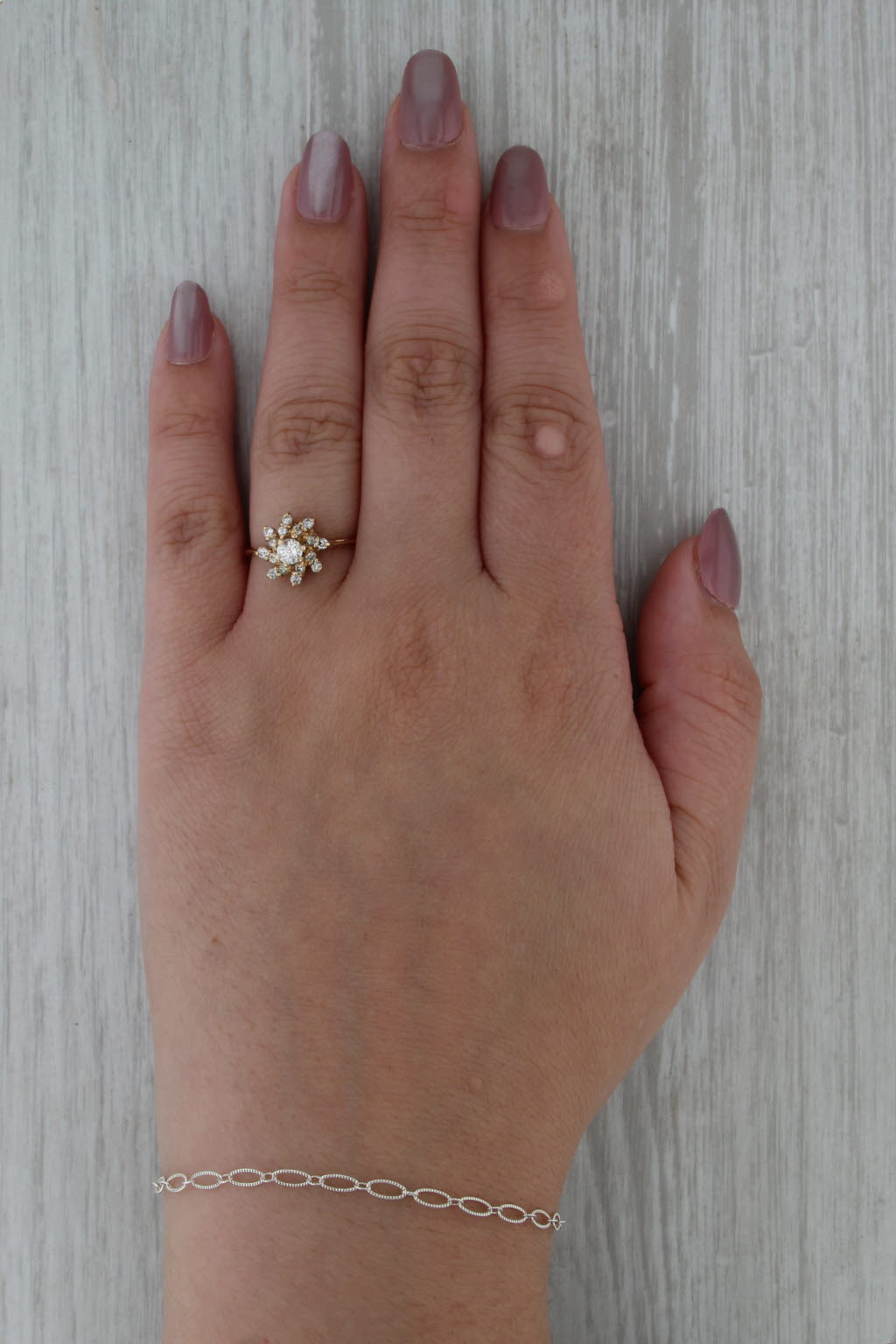 0.44ctw Diamond Flower Halo Engagement Ring 14k Yellow Gold Size 8