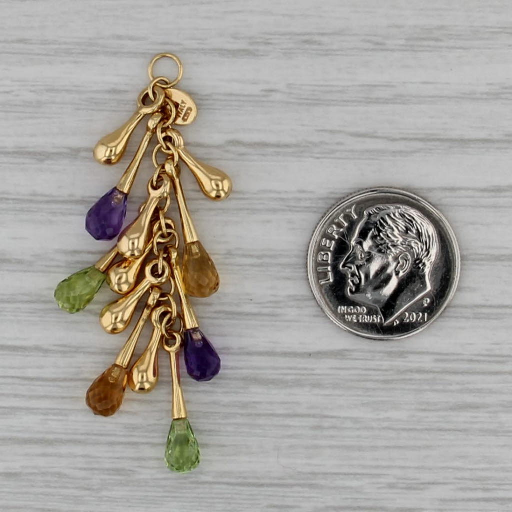 Roberto Coin Gemstone Briolette Fringe Pendant 18k Gold Peridot Citrine Amethyst