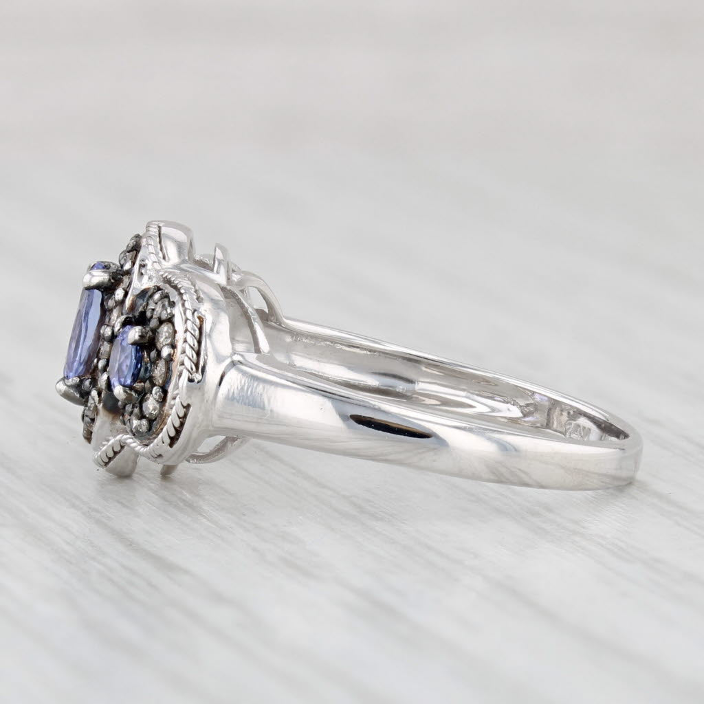 Light Gray 1.07ctw Tanzanite Diamond Ring 14k White Gold Size 8