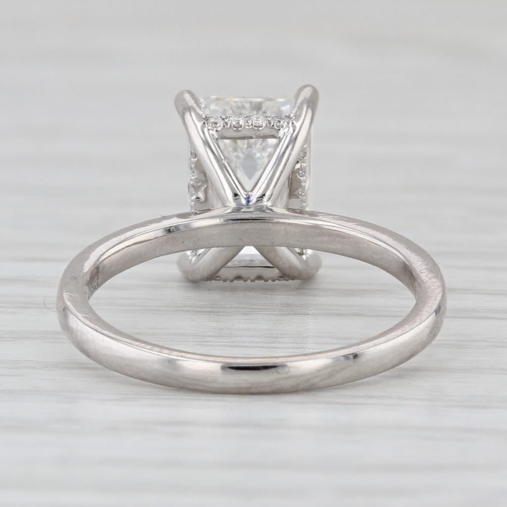 New IGI 3.16ctw Emerald Cut Lab Grown Diamond Engagement Ring 14k White Gold