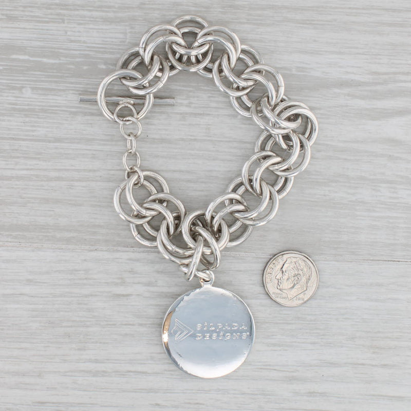 Vintage Silpada Engravable ID Charm Bracelet Sterling Silver 7.5" Cable Chain