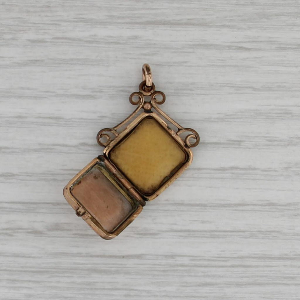 Victorian Engraved Locket Pendant Fob Gold Filled Antique