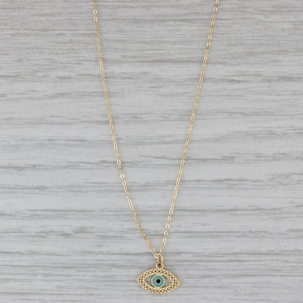 Gray New All Seeing Eye Pendant Necklace 14k Yellow Gold 16" 18" Cable Chain