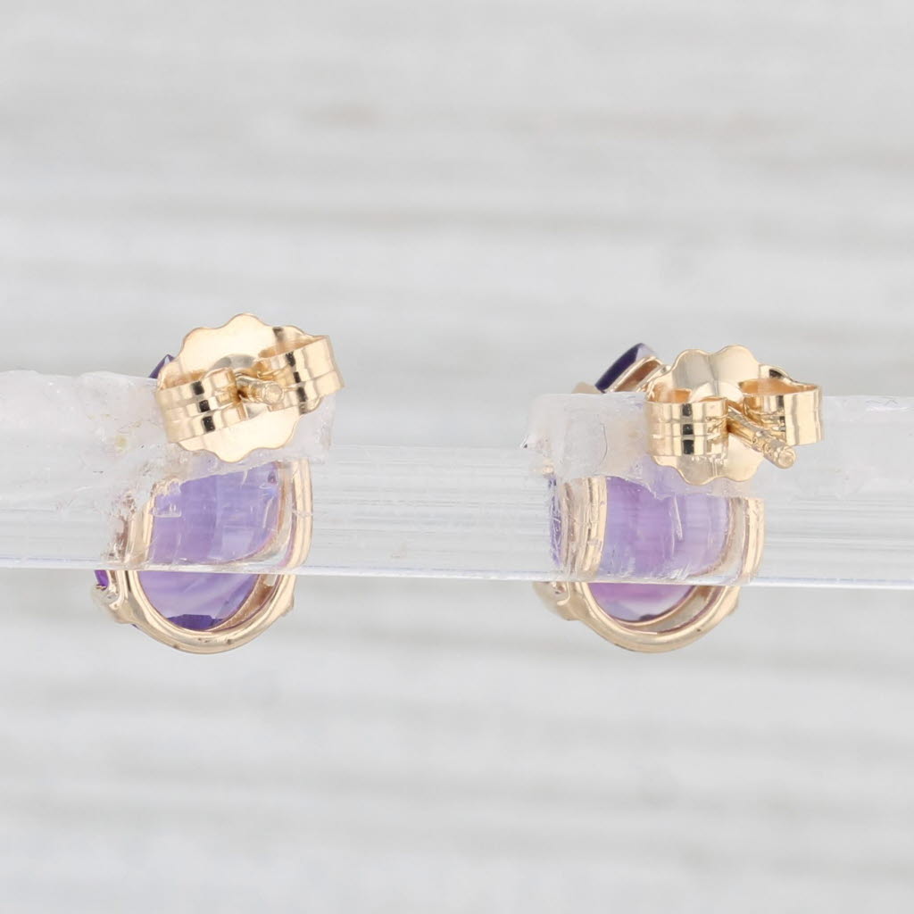 Light Gray 2.30ctw Amethyst Teardrop Stud Earrings 14k Yellow Gold Pear Solitaire Studs