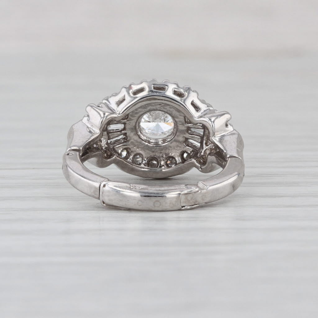 Vintage 0.94ctw Diamond Engagement Ring Platinum Size 3.5 Arthritic Shank