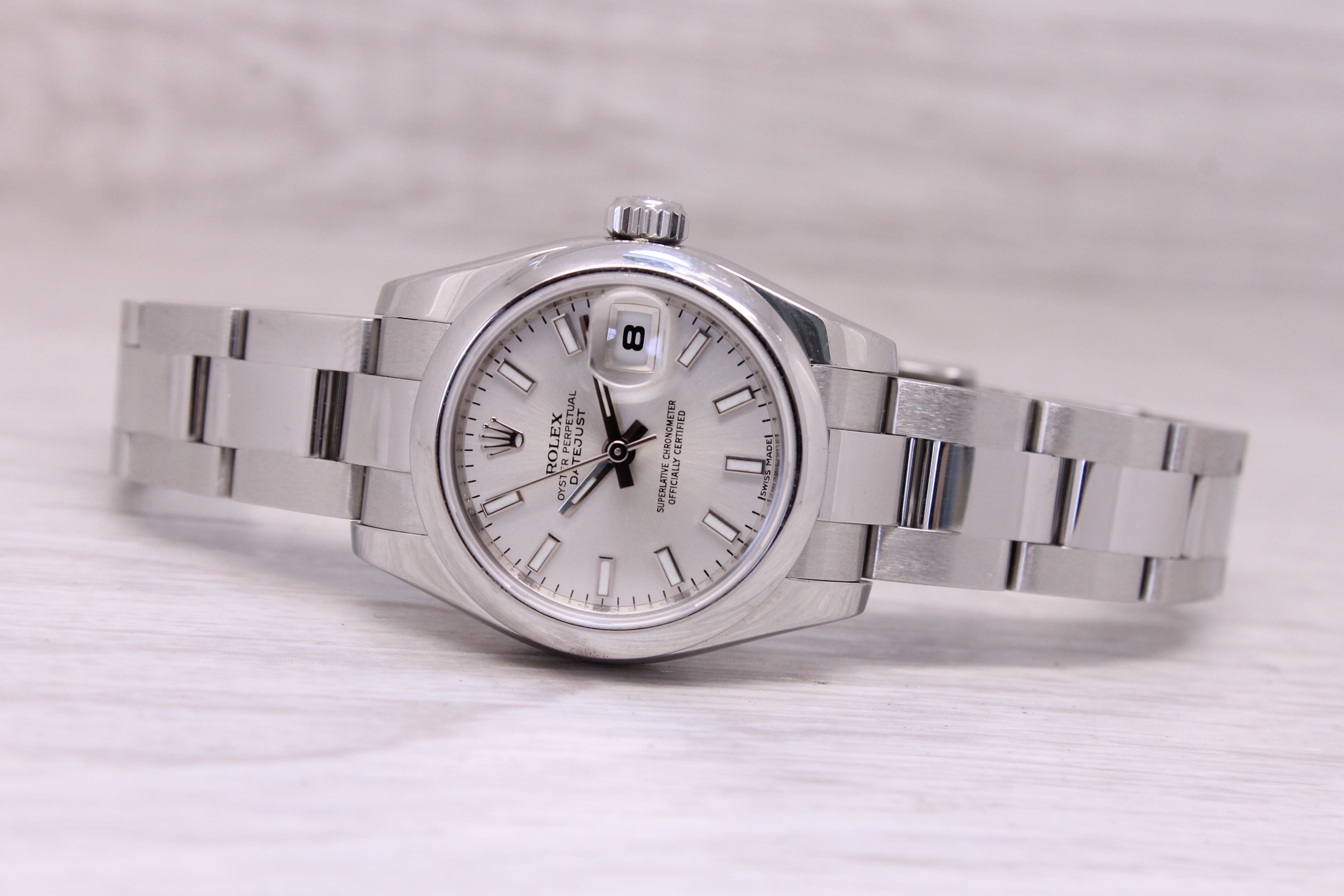 c2007 Rolex Oyster Perpetual 179160 26mm Ladies Steel Automatic Watch White Lume