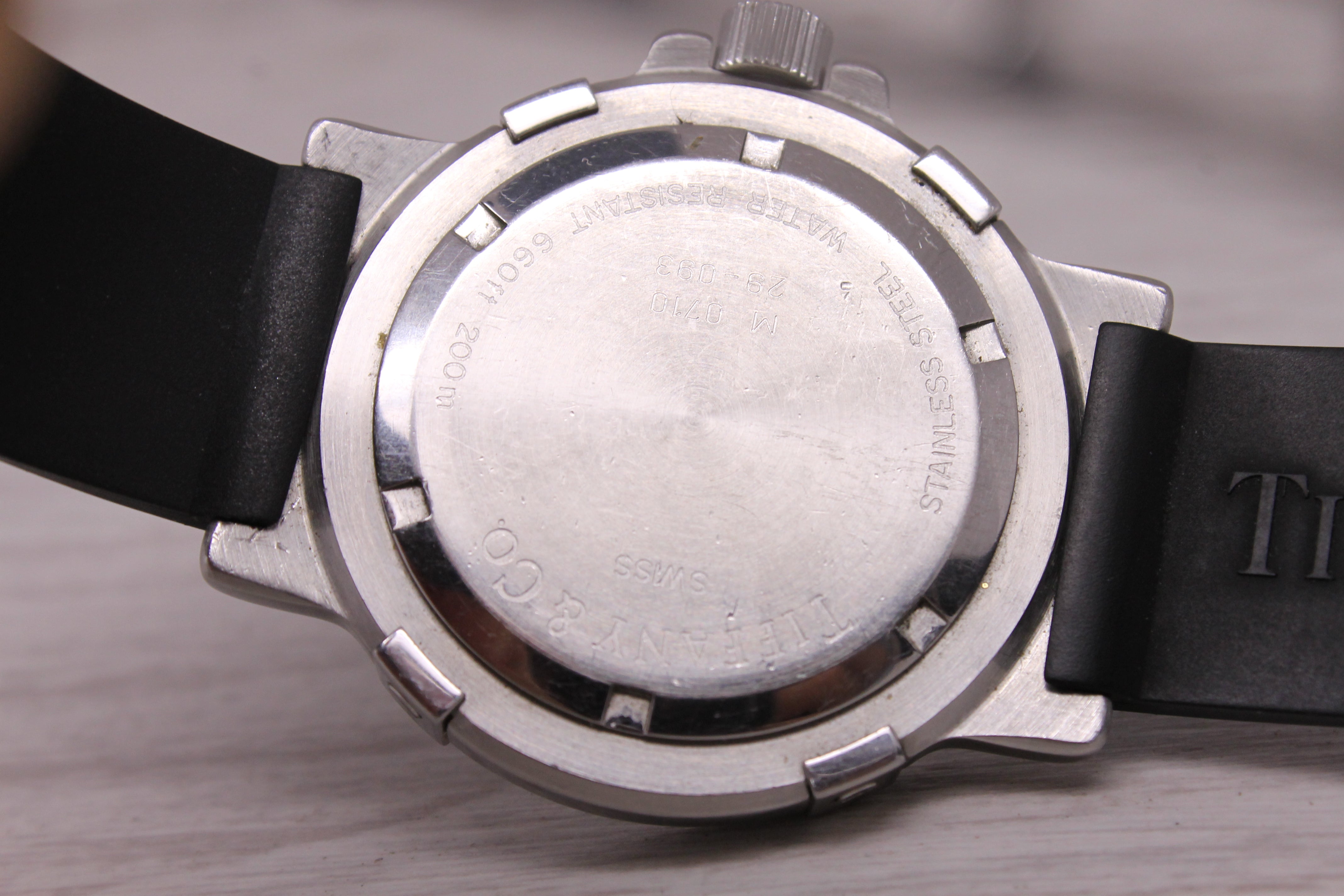 TIffany & Co Diver Watch 39mm Black Dial Stainless Steel Quartz Swiss Date M0710