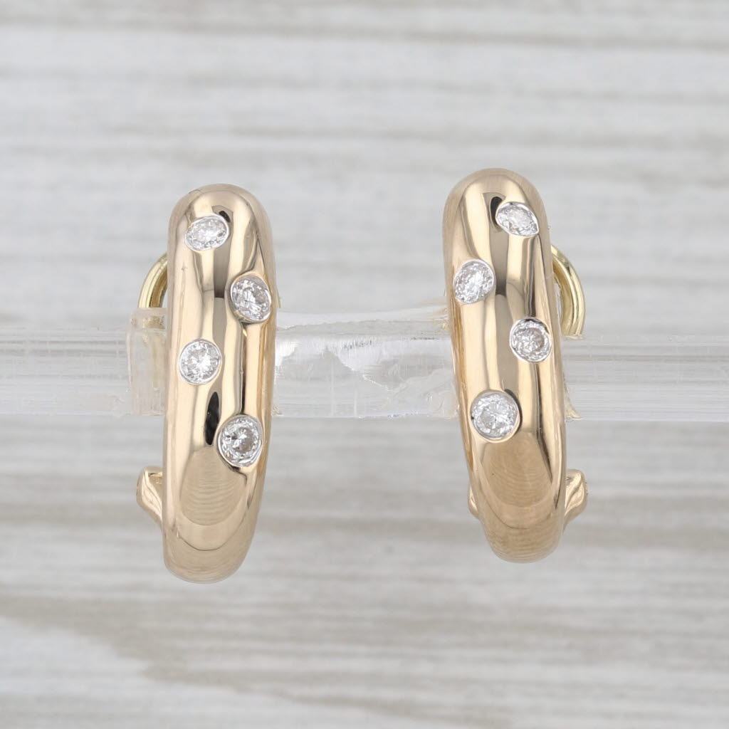 0.25ctw Diamond Dots J-Hook Earrings 14k Yellow Gold Omega Backs
