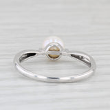 Cultured Pearl Diamond Ring 10k White Gold Size 7