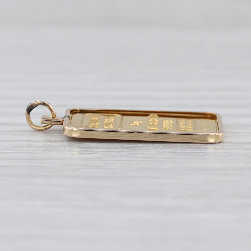 Credit Suisse 5 Gram Fine Gold 999.9 Bar Pendant Charm 18k 14k Frame