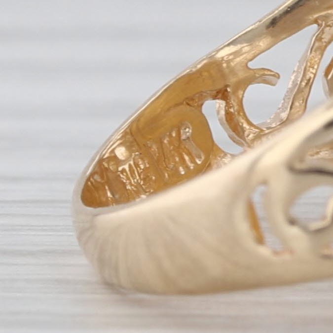 1983 5 Yuan Chinese Panda Coin Ring 14k 24k Yellow Gold Size 5.5