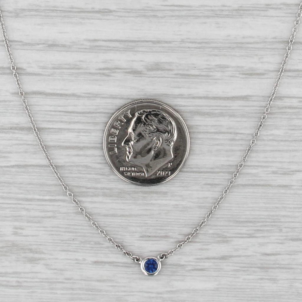 Tiffany Color by the Yard 0.16ctw Blue Sapphire Platinum Pendant Necklace Boxes
