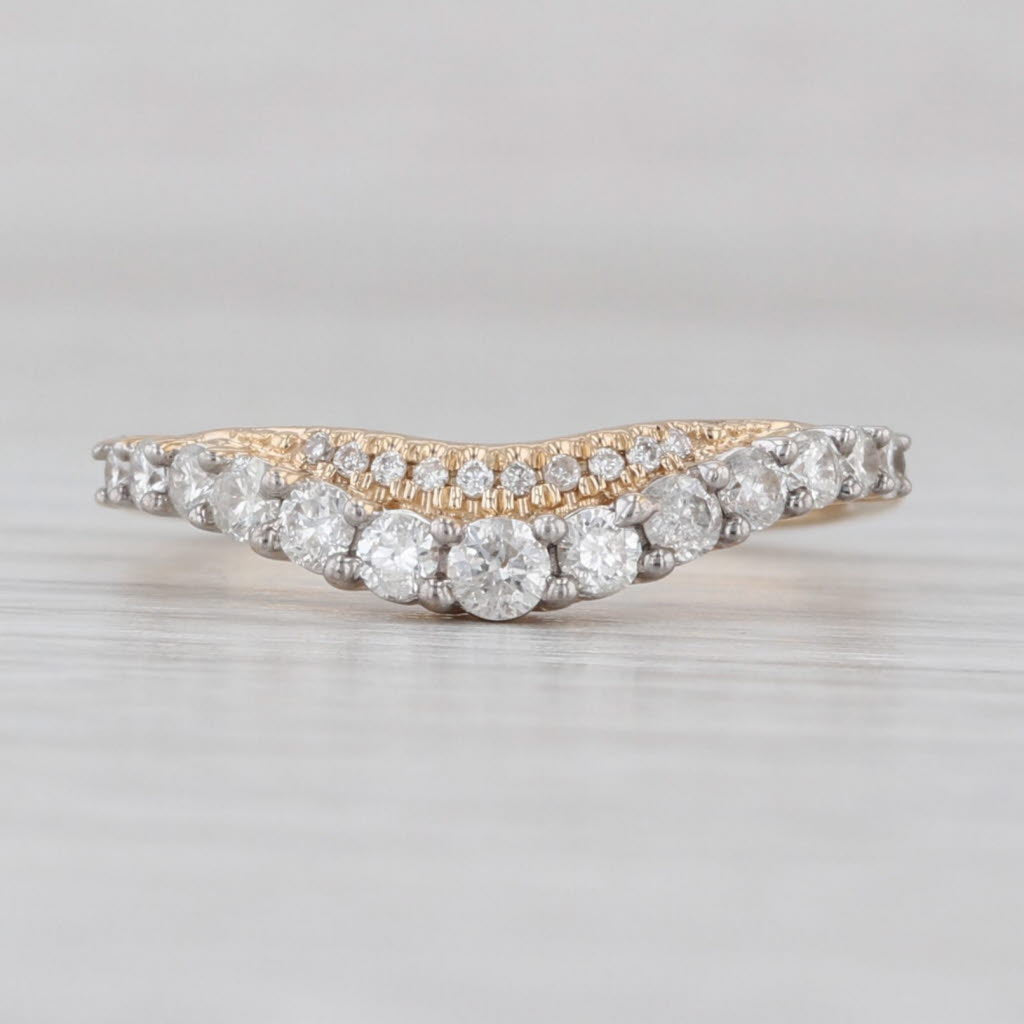 Light Gray Contoured Diamond Ring 10k Yellow Gold Size 7 Wedding Anniversary Band Stackable