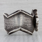 Gray Southwestern Taos Cuff Bracelet Sterling Silver Cross Vintage Statement 7"