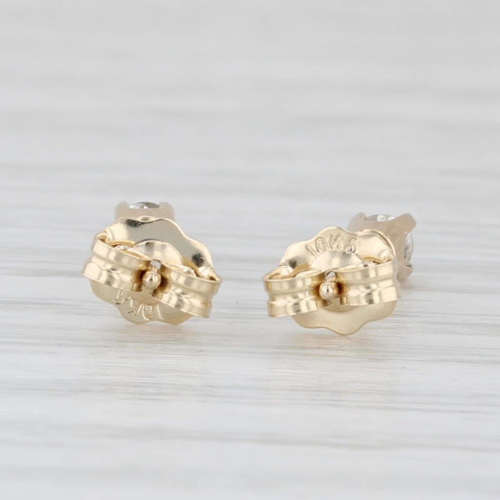 Light Gray 0.10ctw Round Diamond Solitaire Stud Earrings 10k Yellow Gold