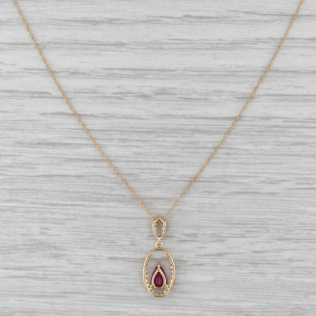 0.47ctw Pink Sapphire Diamond Pendant Necklace 14k Yellow Gold 18" Rope Chain