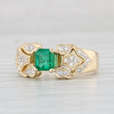 Light Gray 0.88ctw Emerald Diamond Ring 18k Yellow Gold Size 7.75