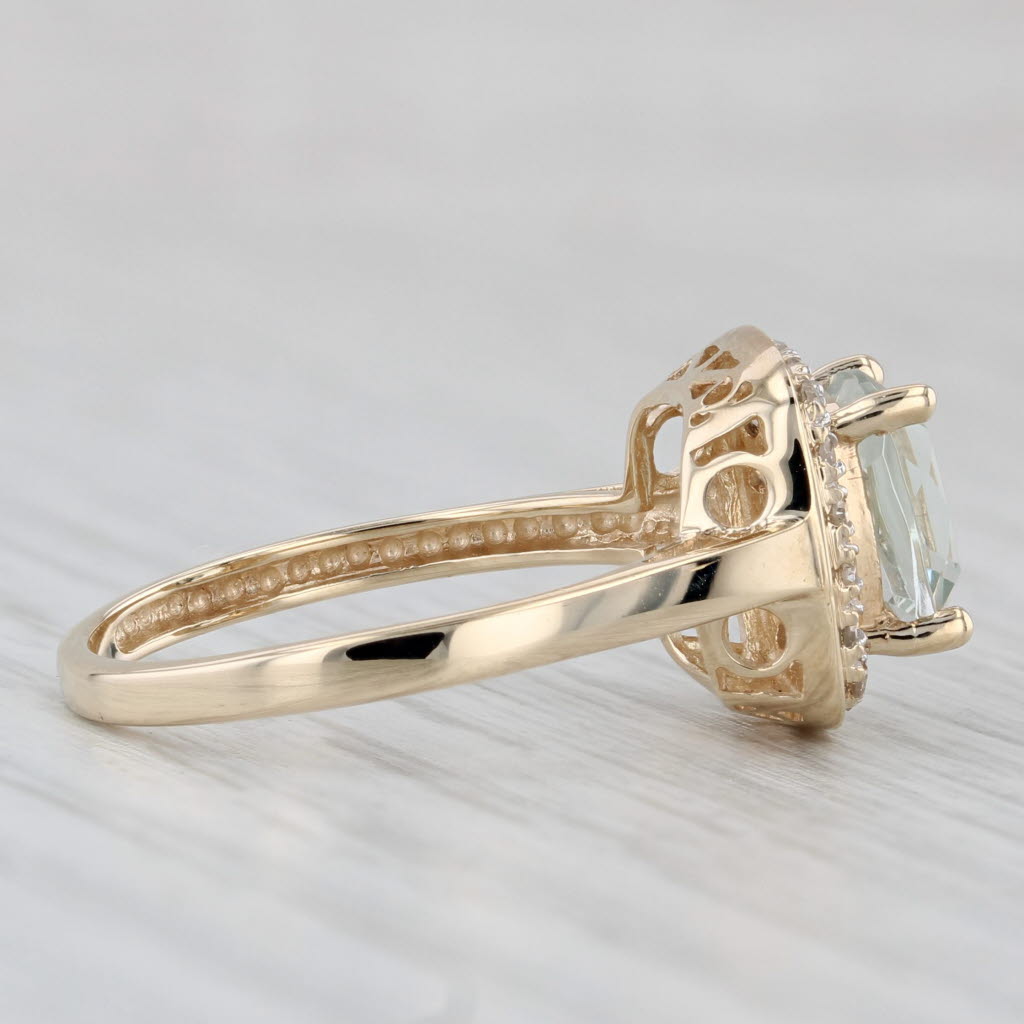 Light Gray 1.96ctw Prasioliate Green Amethyst Diamond Halo Ring 14k Yellow Gold Size 7.25