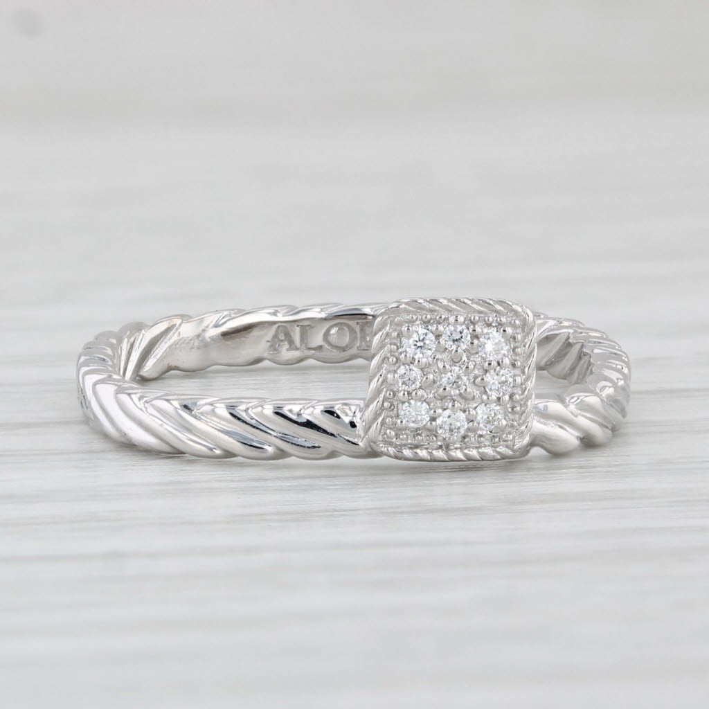 Light Gray ALOR Diamond Ring 18k White Gold Stackable Size 7.75 with Box