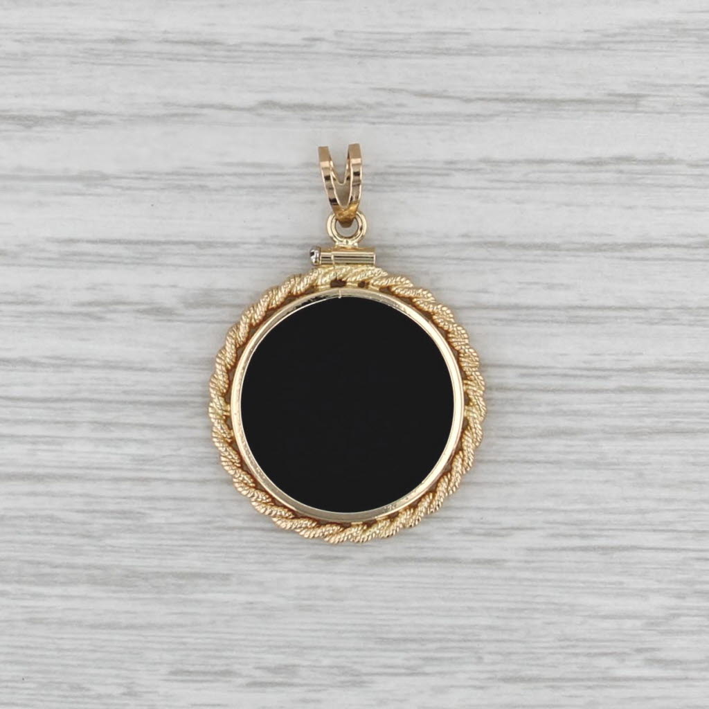 1996 1/10oz American Gold Eagle Coin Pendant 14k 22k Yellow Gold Onyx