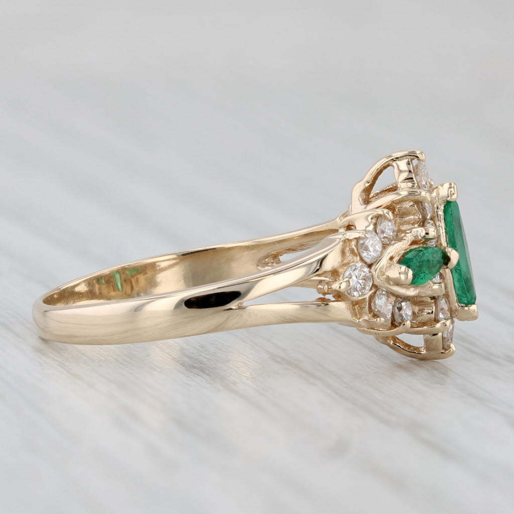 Light Gray 0.72ctw Emerald Diamond Ring 14k Yellow Gold Size 6.5