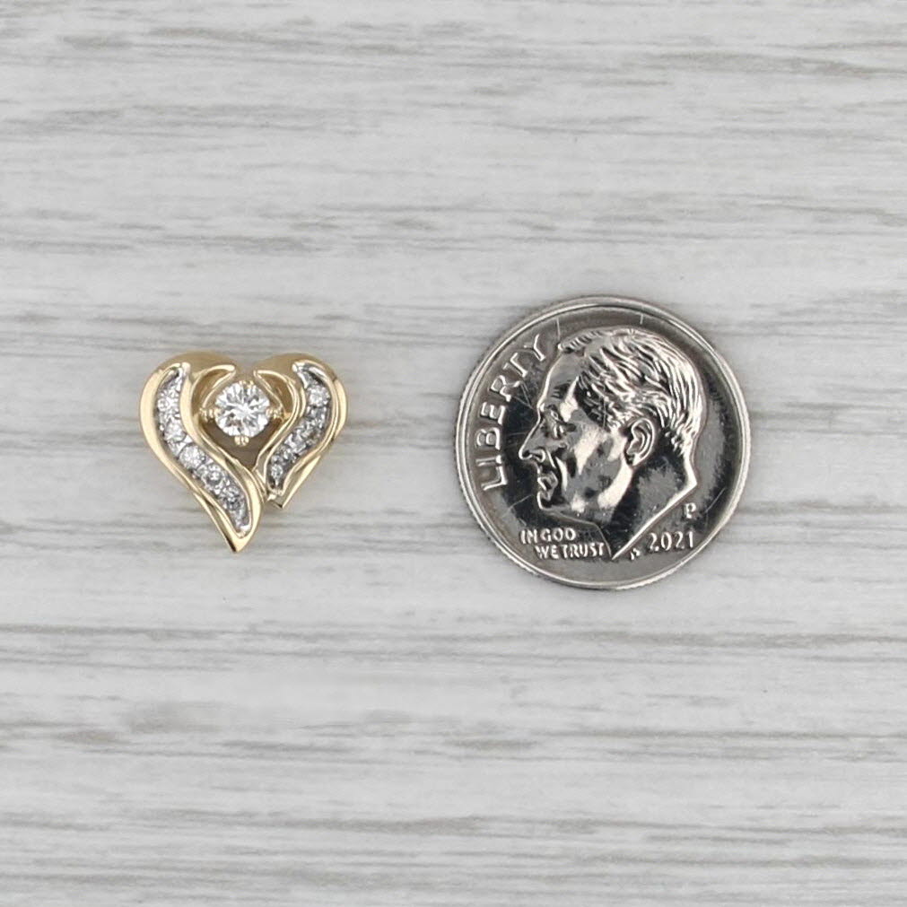 0.24ctw Diamond Heart Pendant 14k Yellow Gold Small Floating Drop