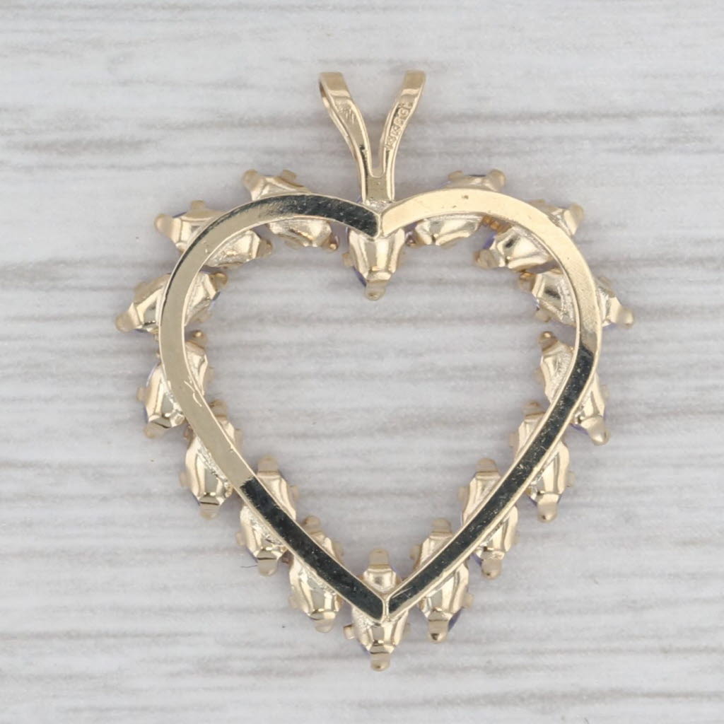 1.25ctw Tanzanite Open Heart Pendant 14k Yellow Gold