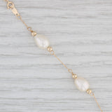 Light Gray Cultured Pearl Bead Chain Necklace 14k Yellow Gold 17.75"