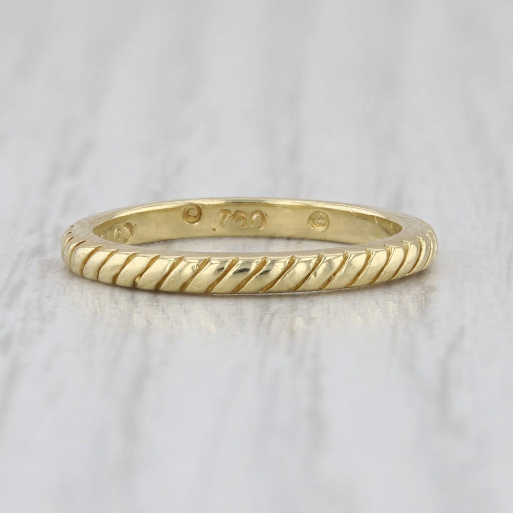 Hidalgo Etched Scalloped Band 18k Yellow Gold Size 4 Stackable Ring