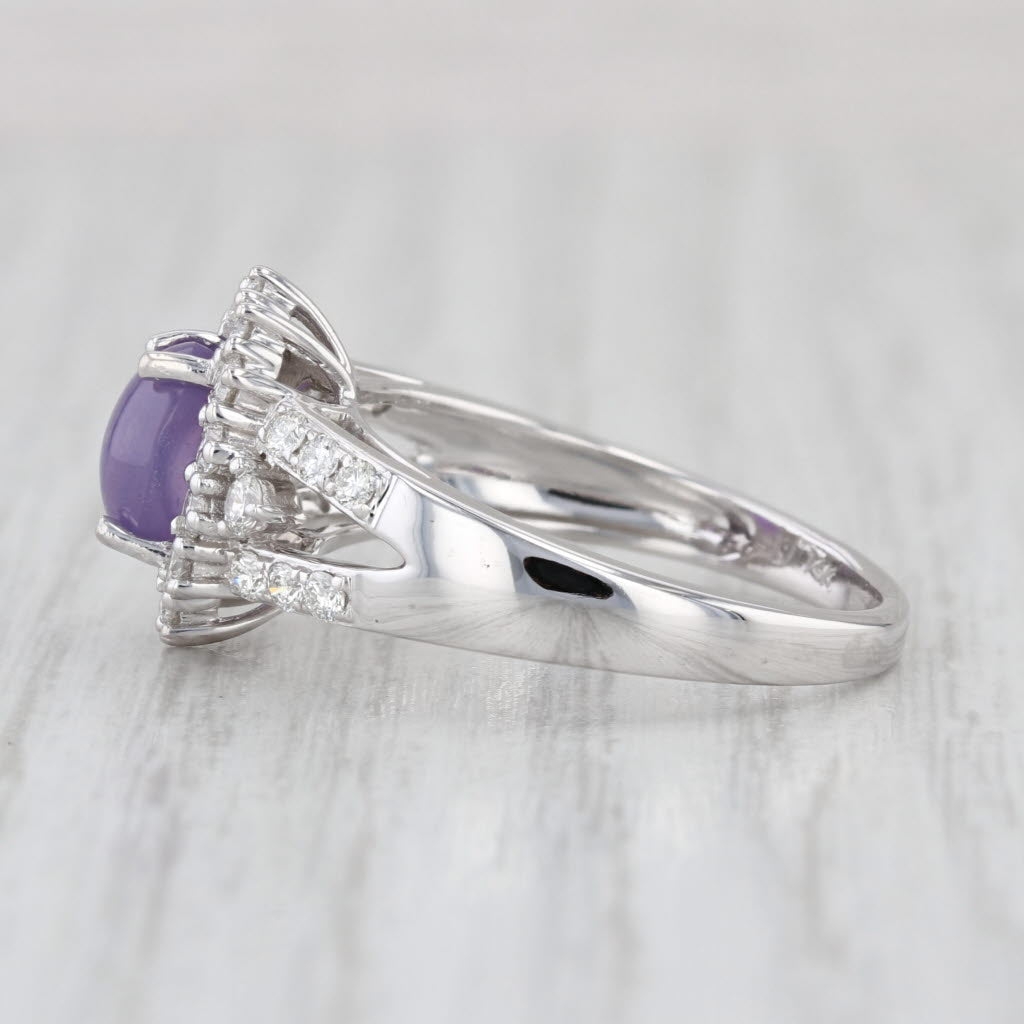 New 2.48ctw Purple Star Sapphire Diamond Halo Ring 14k White Gold Size 8.5
