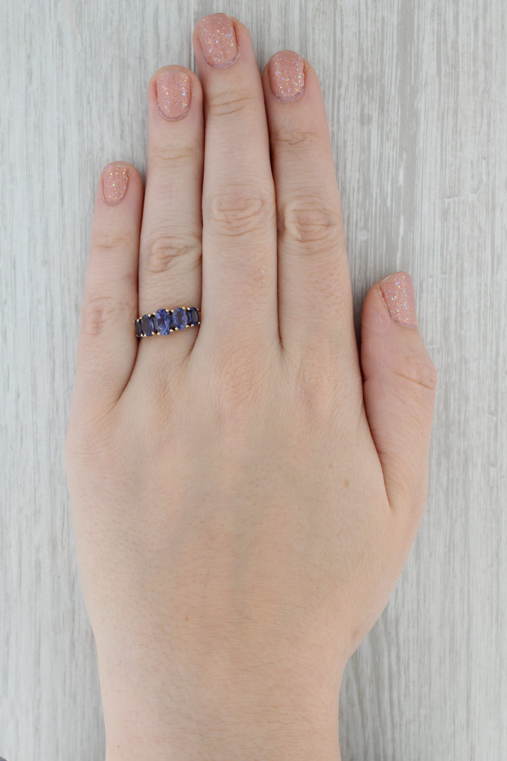 Gray 2.90ctw Purple Blue Iolite Tiered Ring 10k Yellow Gold Size 8