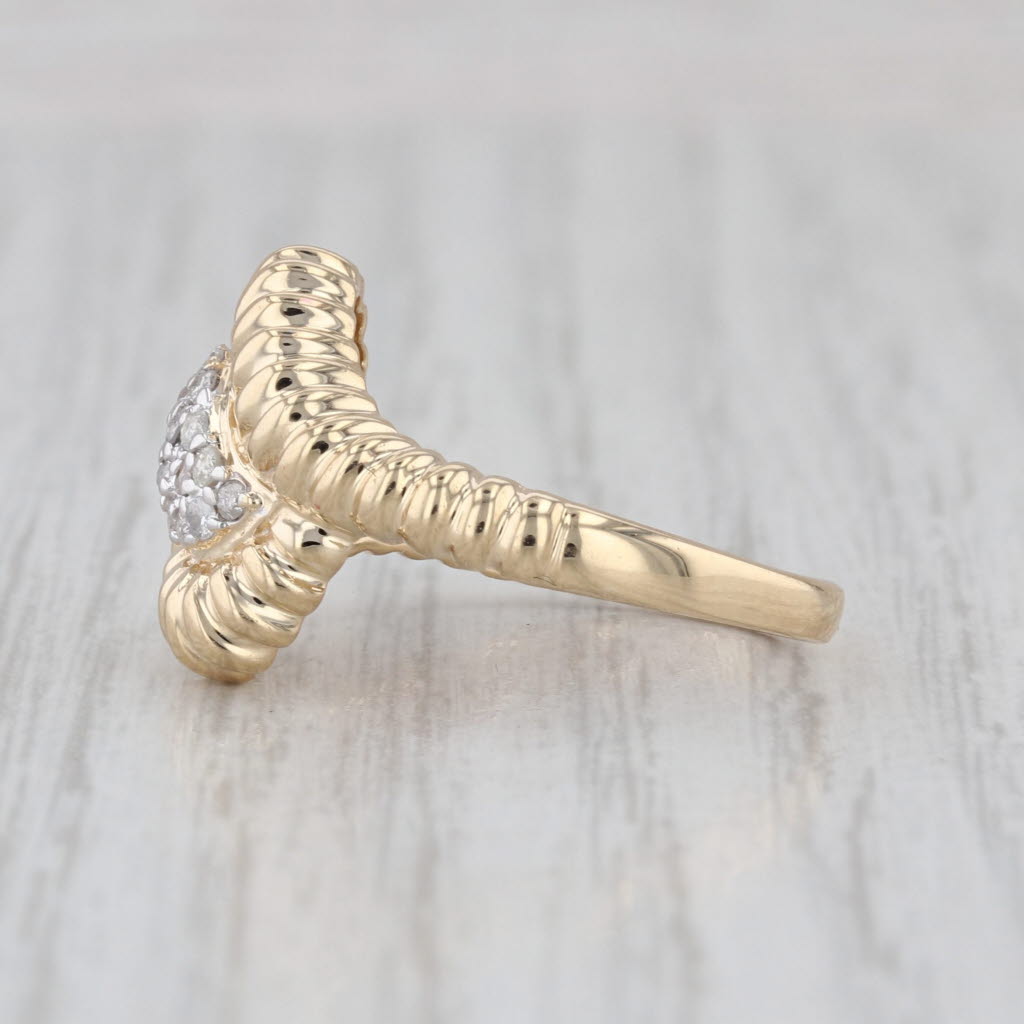 0.23ctw Diamond Cluster Bypass Ring 14k Yellwo White Gold Size 8