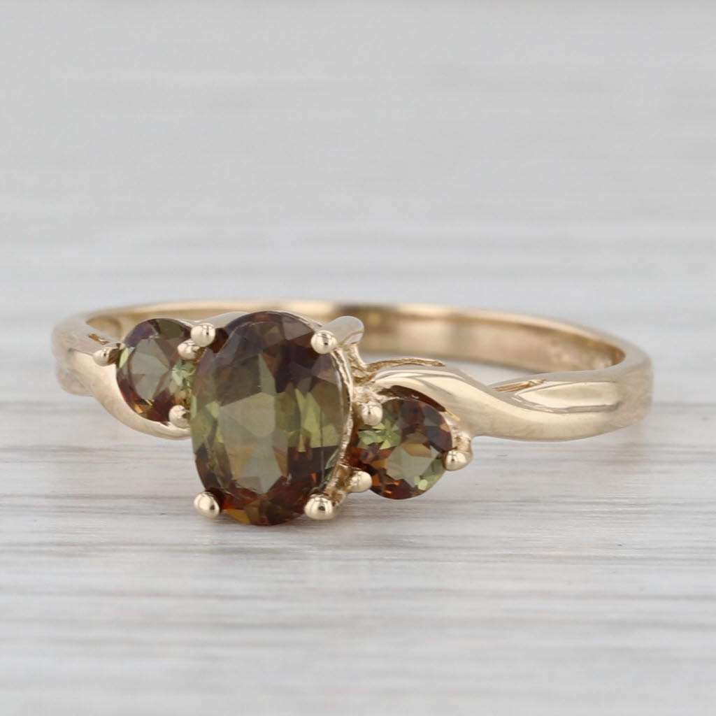 0.78ctw Green Brown Oval Andalusite 14k Yellow Gold Size 8