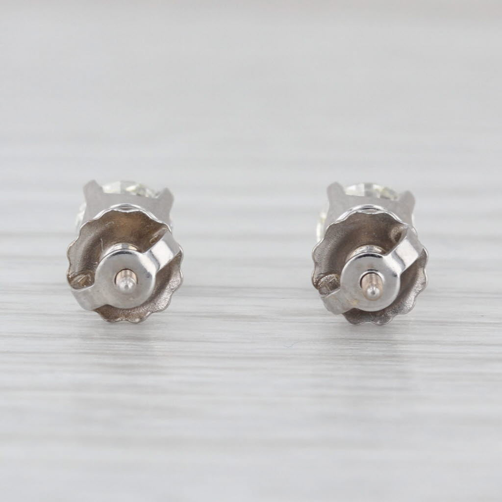 0.90ctw VS2 Round Diamond Stud Earrings 14k White Gold Solitaire Studs