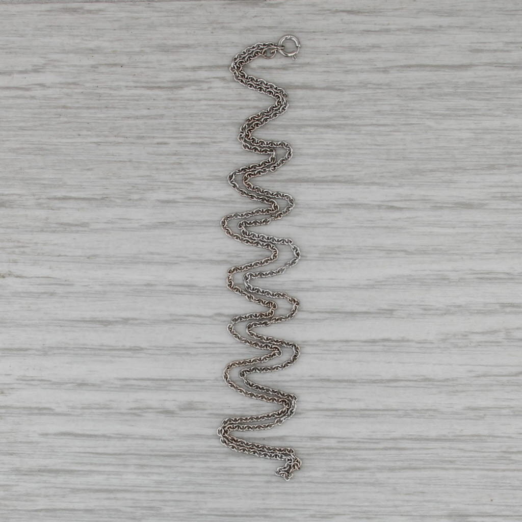 Cable Chain Necklace 14k White Gold 17" 1mm