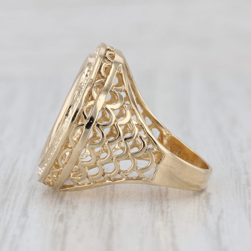 1986 American Gold Eagle Coin Ring 14k 22k Gold Diamonds 1/10oz $5 AGE