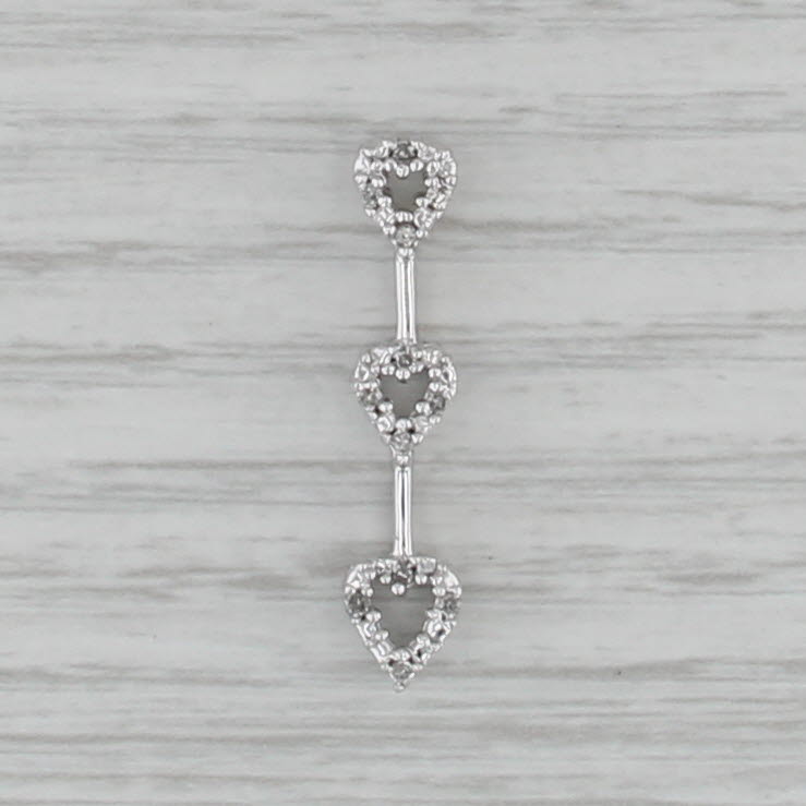 0.20ctw Diamond Hearts Pendant 14k White Gold Floating Journey Drop