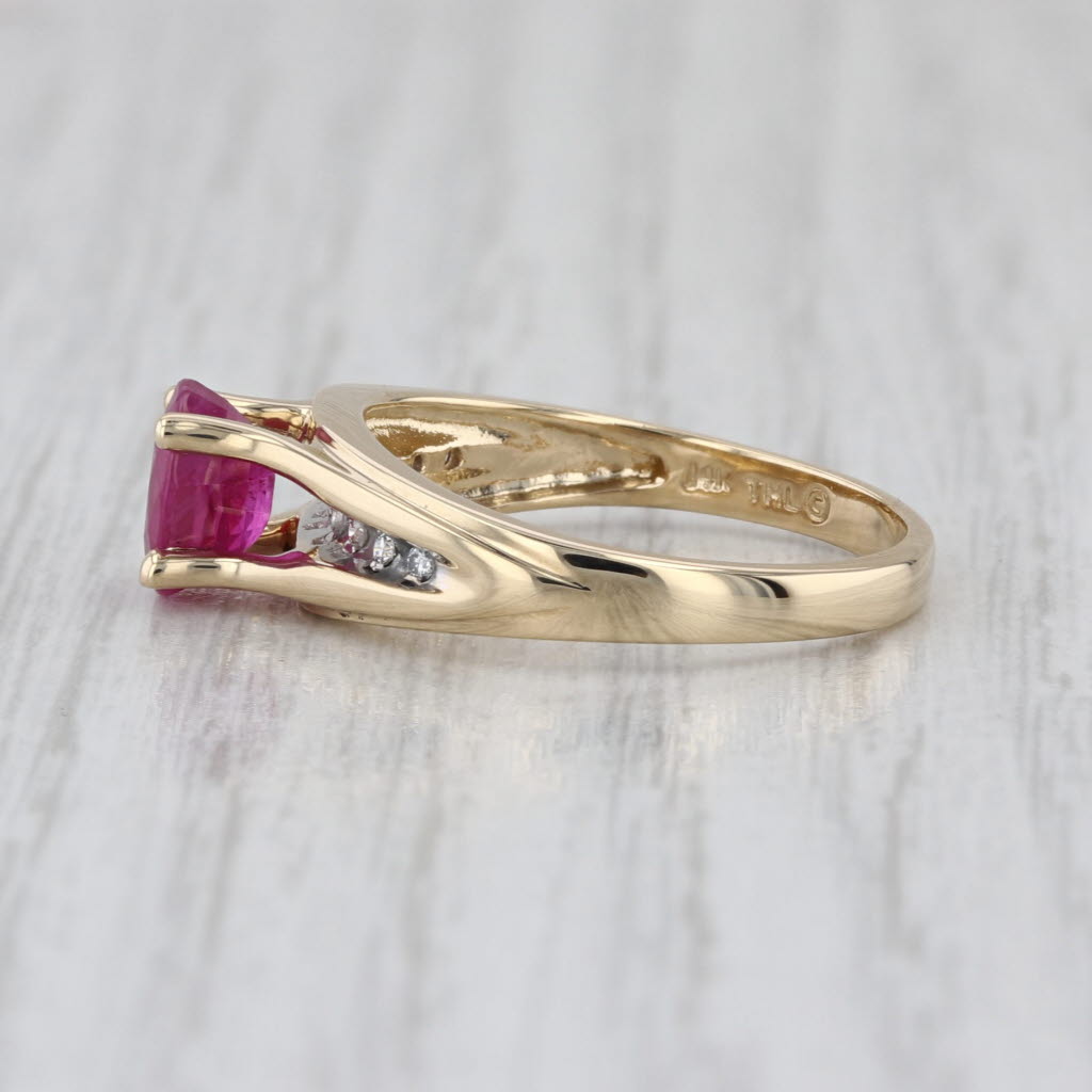 1.29ctw Oval Ruby Diamond Ring 14k Yellow Gold Size 7 Engagement