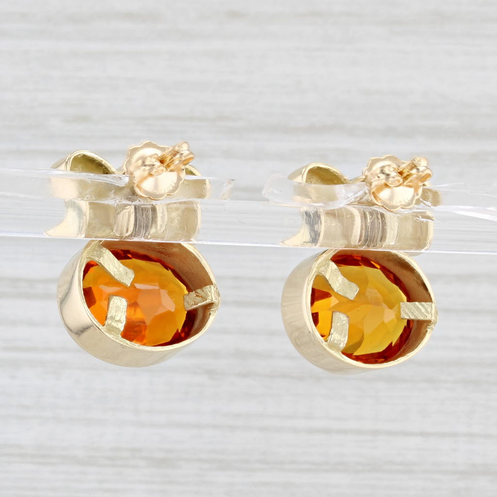 Light Gray 11.60ctw Orange Lab Created Sapphire Bow Earrings 18k Yellow Gold Pierced Drops