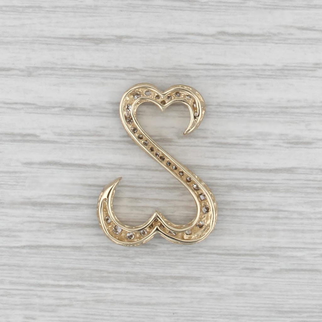 0.90ctw Diamond Open Hearts Pendant 14k Yellow Gold Jane Seymour Floating Drop