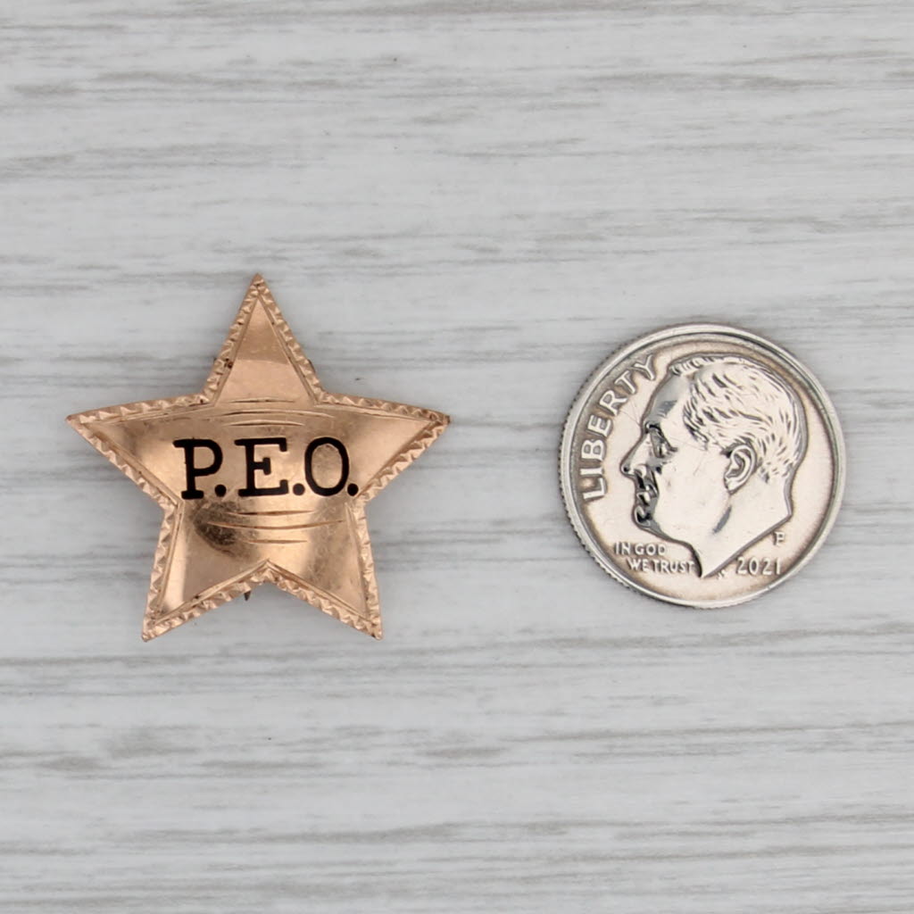 Antique PEO Sorority Star Badge 13k-14k Gold Vintage Nonprofit Society Pin